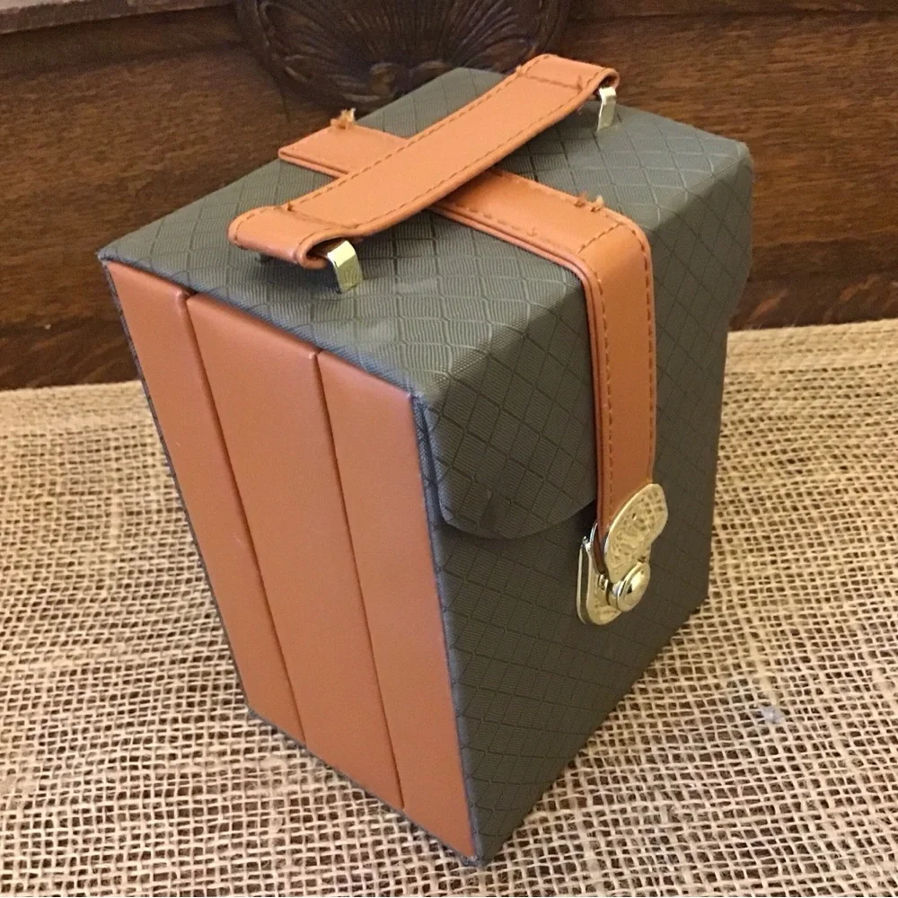 Vintage Jewelry Travel Organizer Case Multiple Compartments Snap Lock Closure